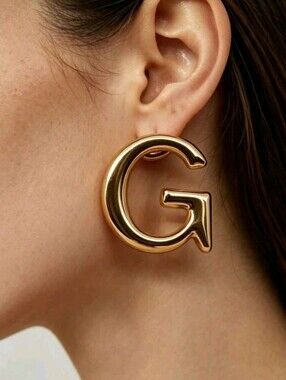 NEW! Stunning Gold Oversized  Letter G Statement Post Earrings